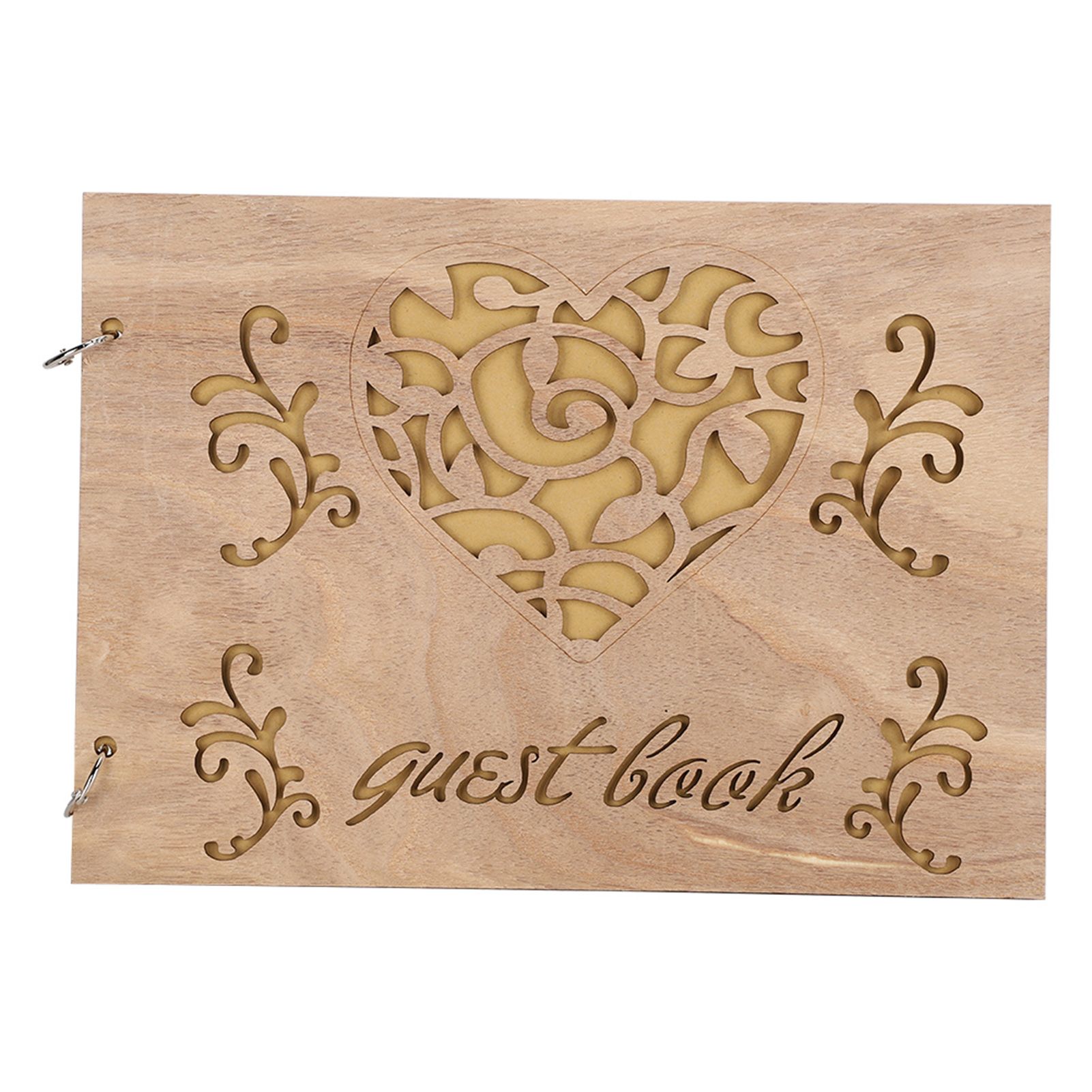 Wooden Wedding Guest Book Album Message Notebook for Wedding Engagement view 2