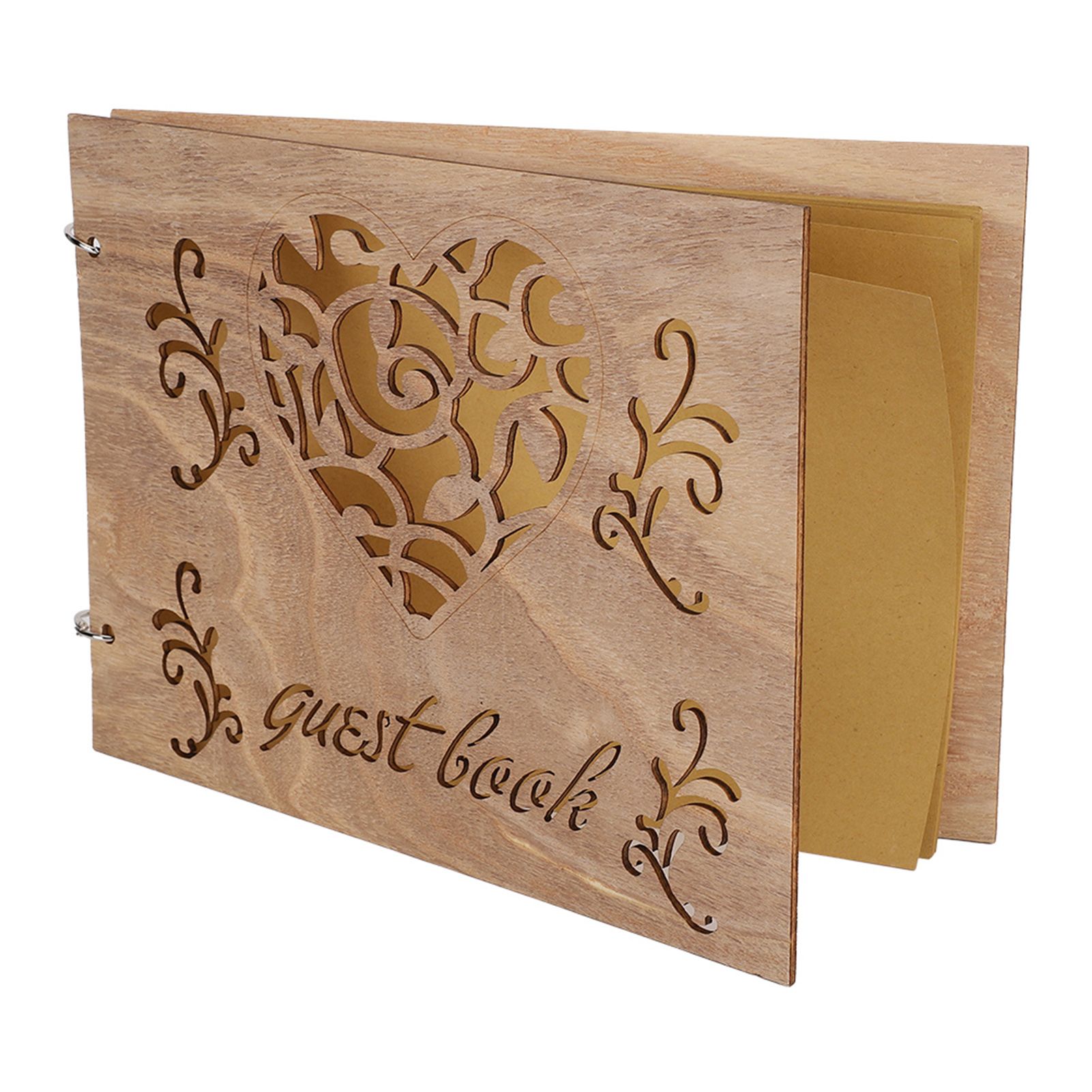 Wooden Wedding Guest Book Album Message Notebook for Wedding Engagement view 4