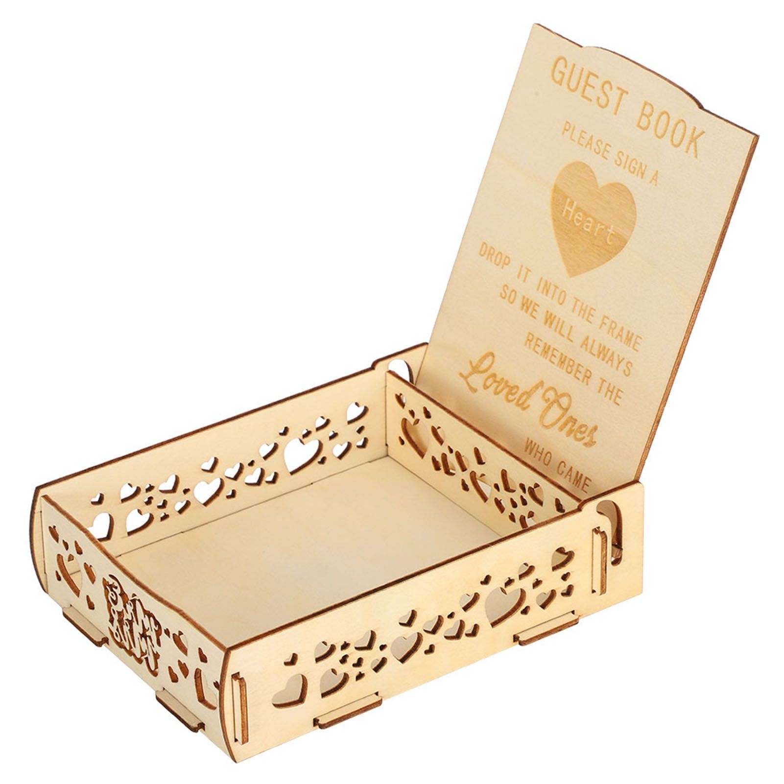 Wooden Guest Book Message Box Gift Card Holder Romantic Wedding Signature Supplies