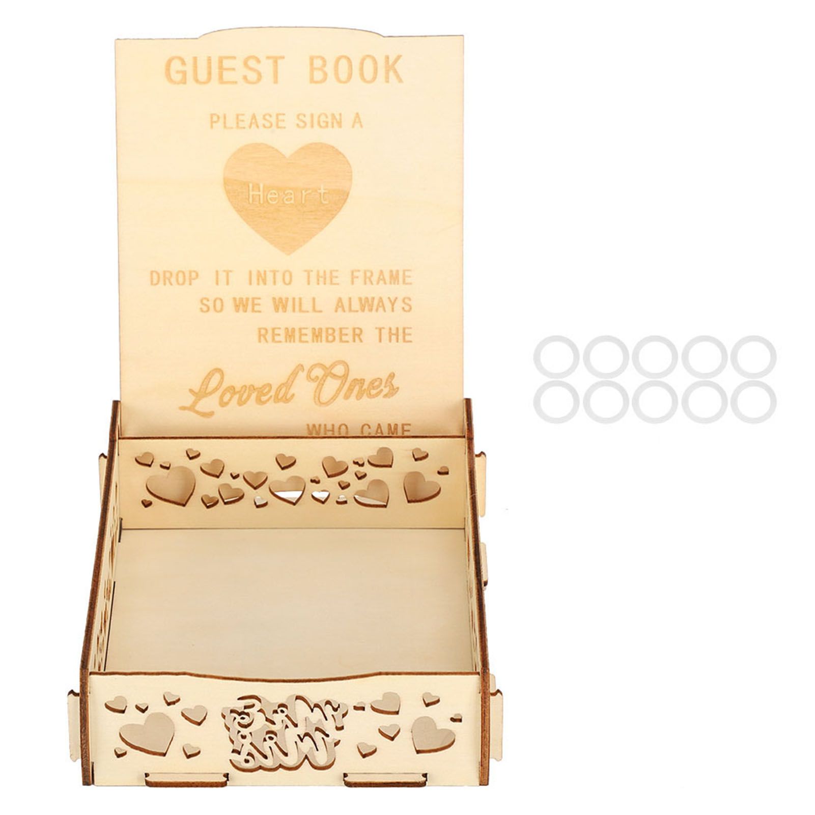 Wooden Guest Book Message Box Gift Card Holder Romantic Wedding Signature Supplies view 2