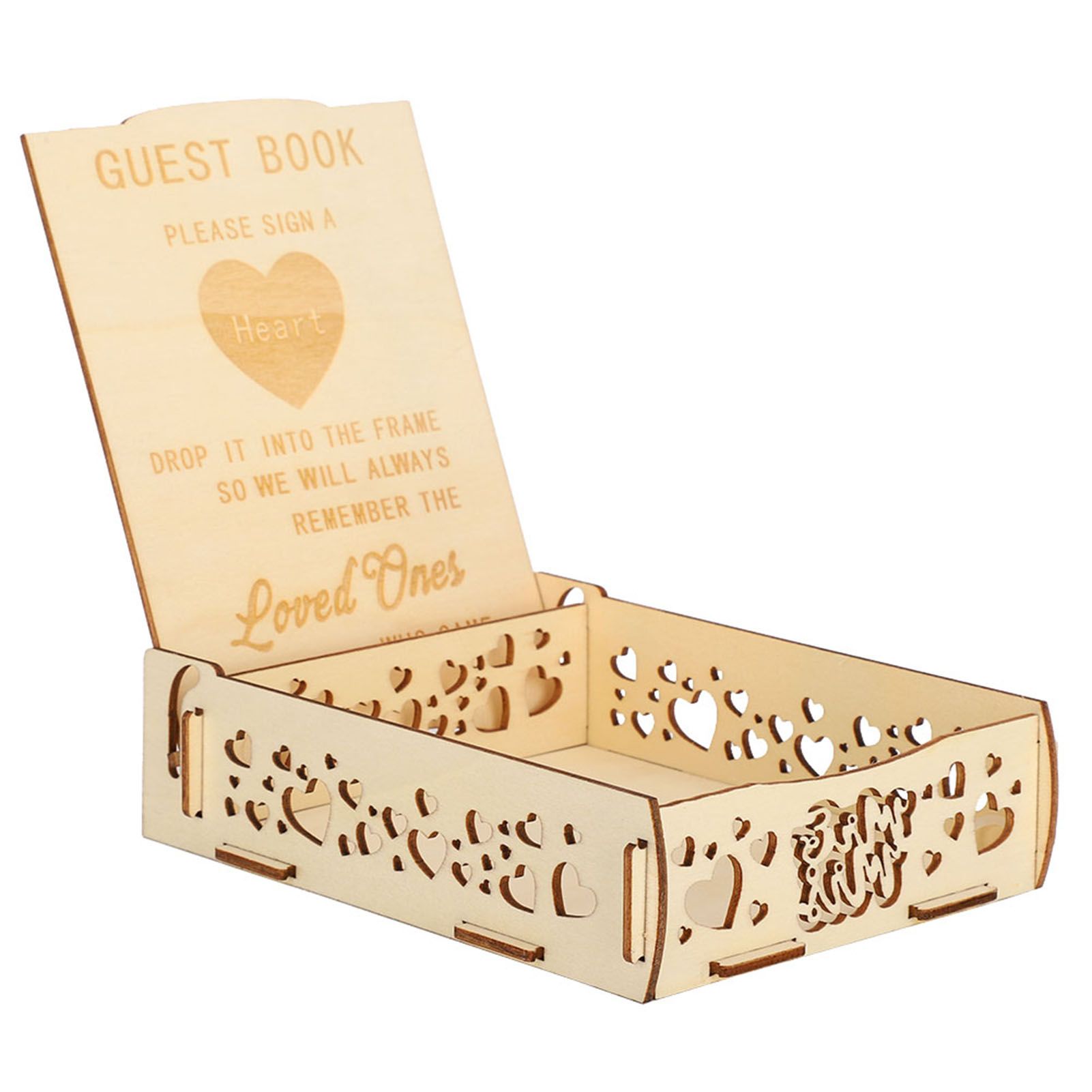 Wooden Guest Book Message Box Gift Card Holder Romantic Wedding Signature Supplies view 3