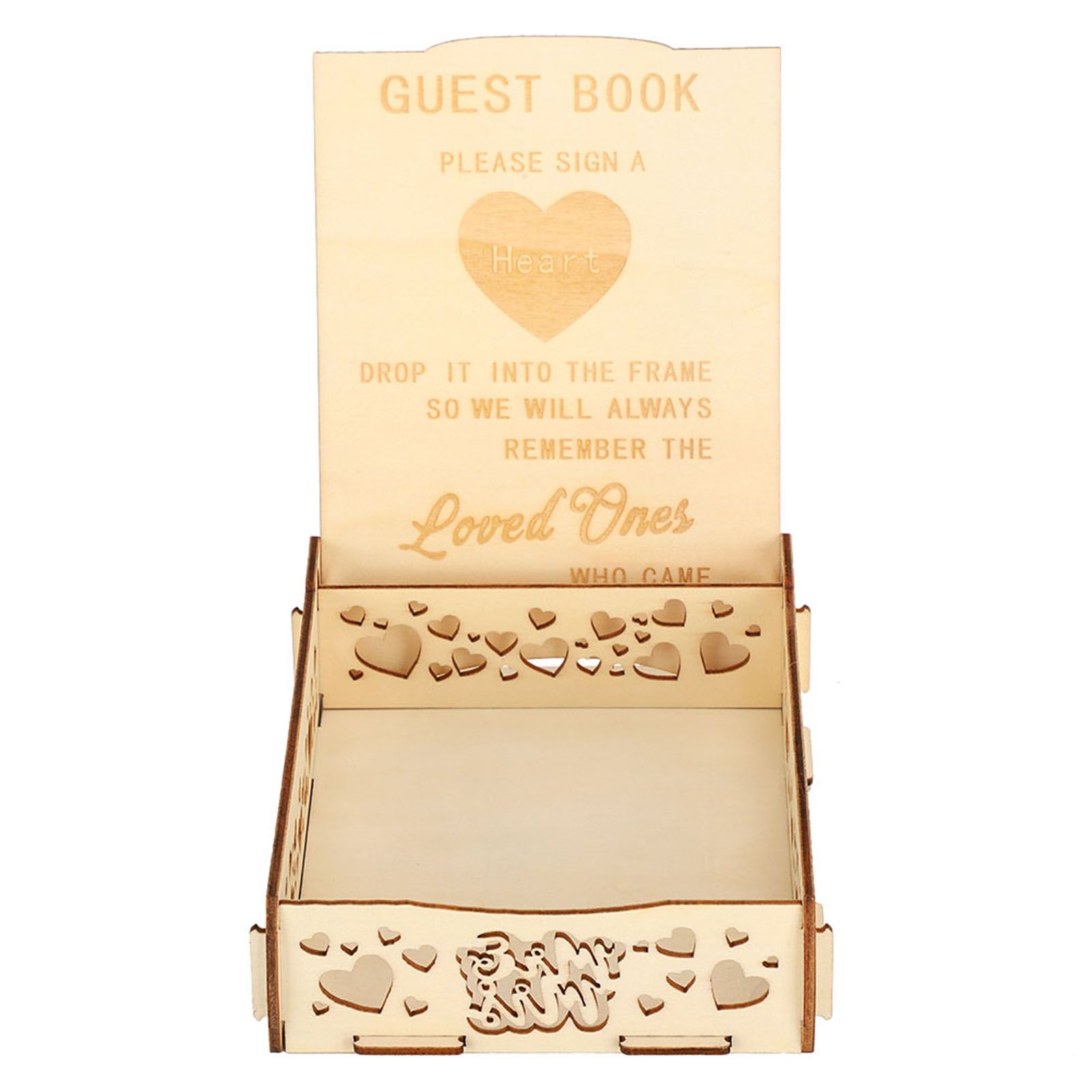 Wooden Guest Book Message Box Gift Card Holder Romantic Wedding Signature Supplies view 10