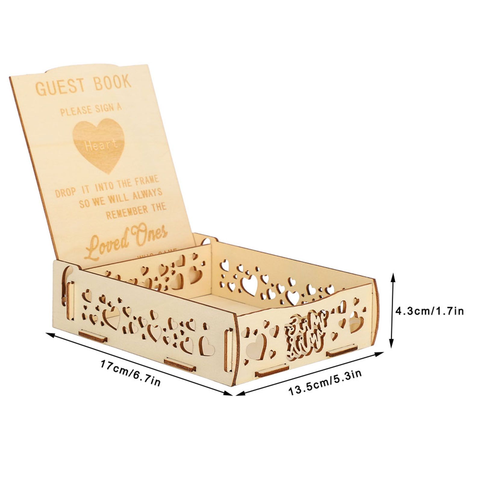 Wooden Guest Book Message Box Gift Card Holder Romantic Wedding Signature Supplies view 12