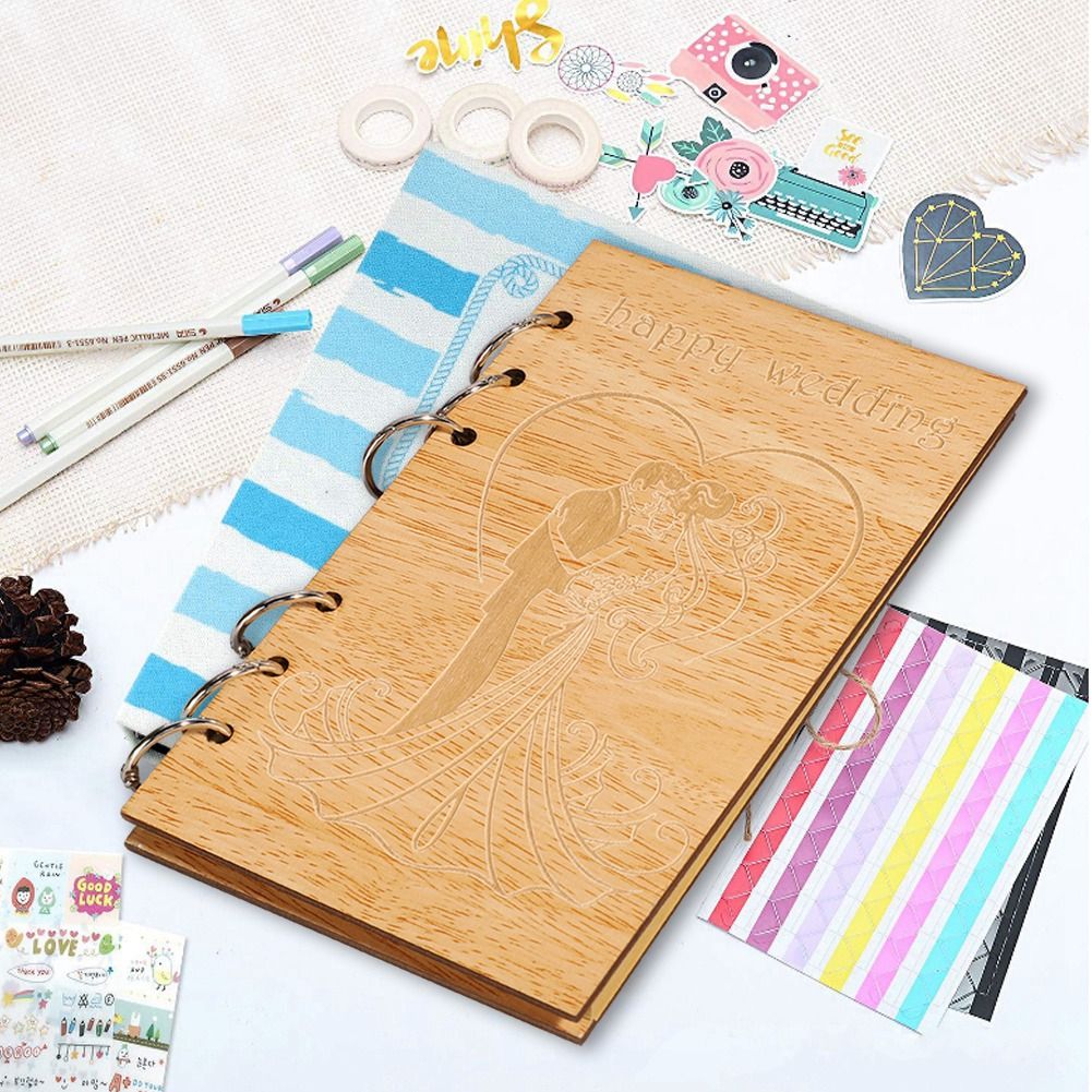 Wooden Guest Book Memorable Signature Message Notebooks Gift For Wedding