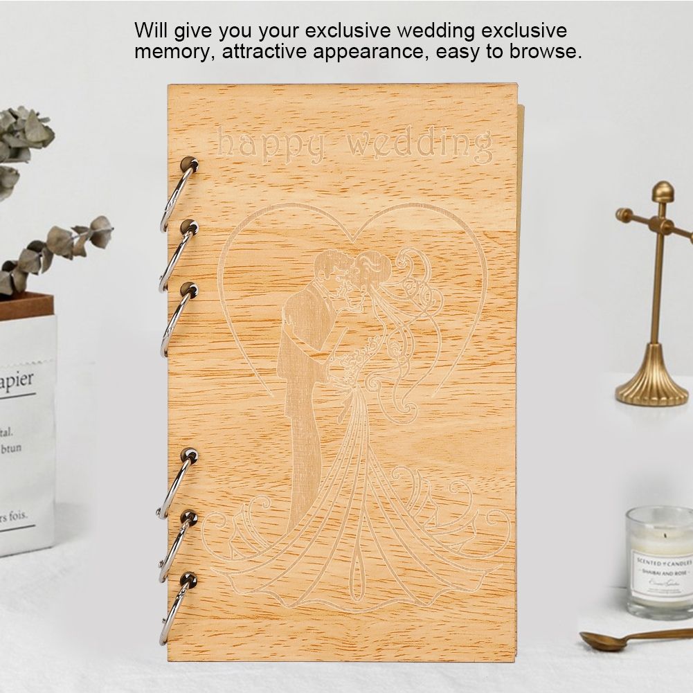 Wooden Guest Book Memorable Signature Message Notebooks Gift For Wedding view 8