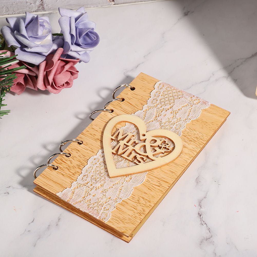 Wooden Guest Book Memorable Signature Message Notebooks Gift For Wedding