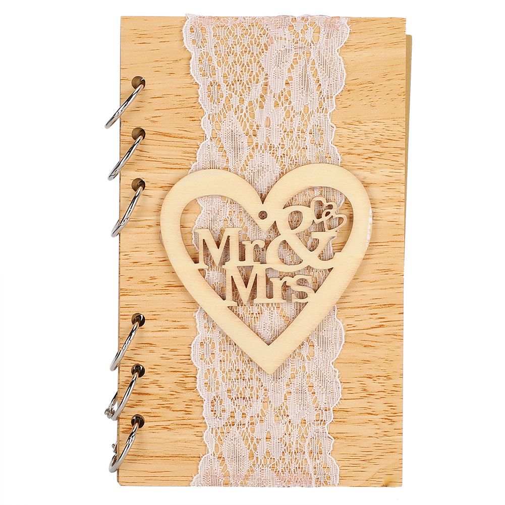 Wooden Guest Book Memorable Signature Message Notebooks Gift For Wedding view 2