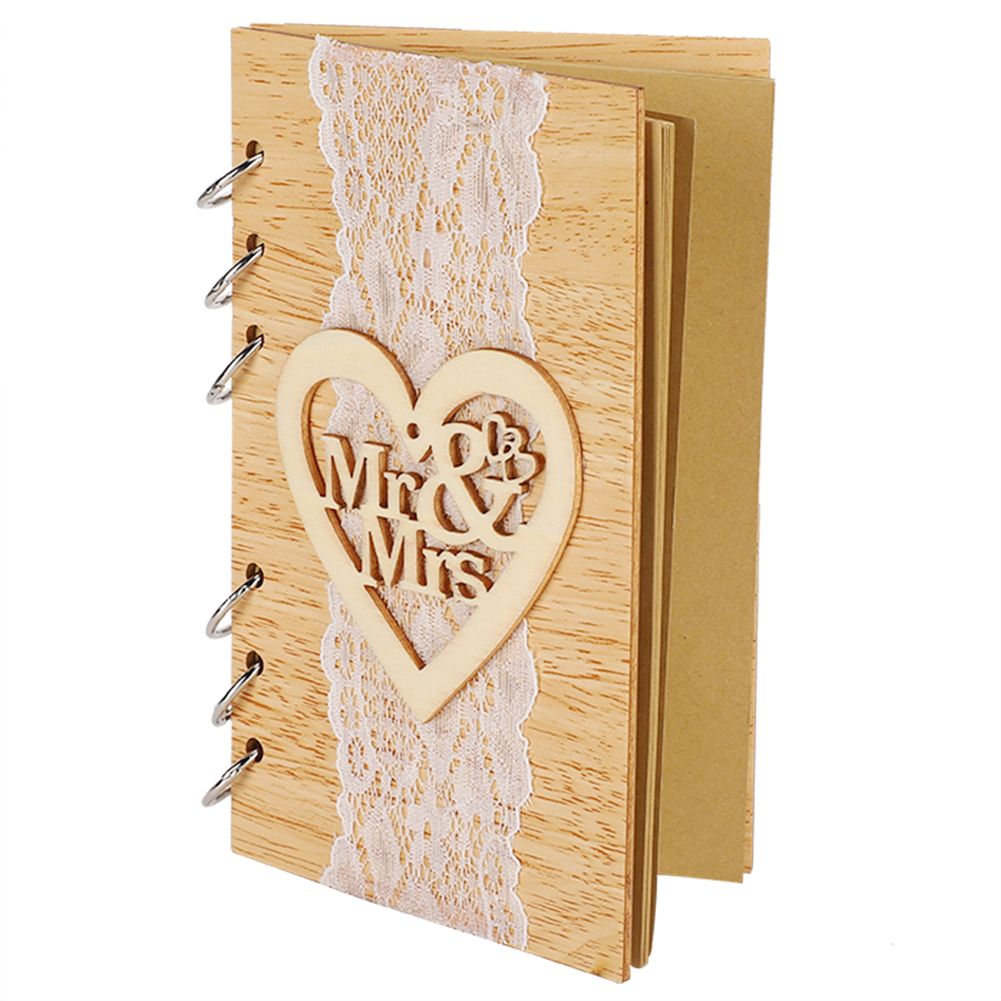 Wooden Guest Book Memorable Signature Message Notebooks Gift For Wedding view 5