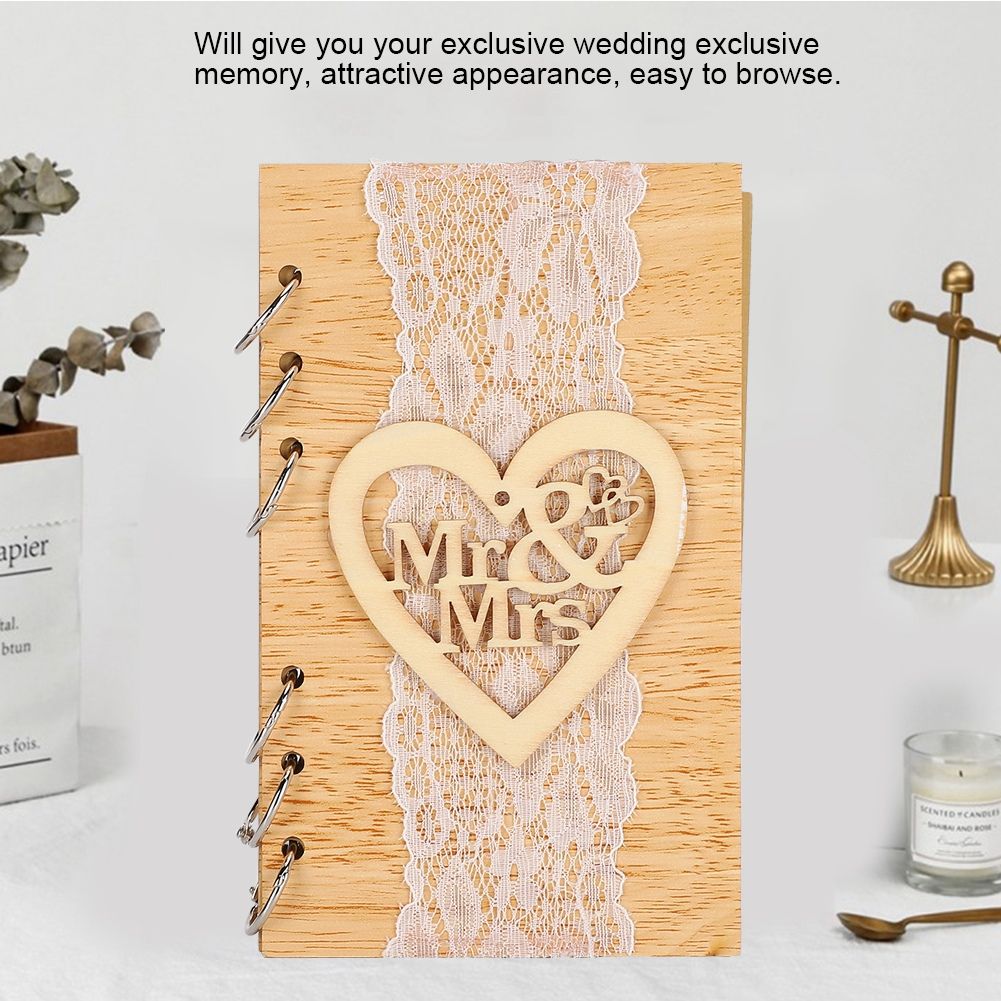 Wooden Guest Book Memorable Signature Message Notebooks Gift For Wedding view 7