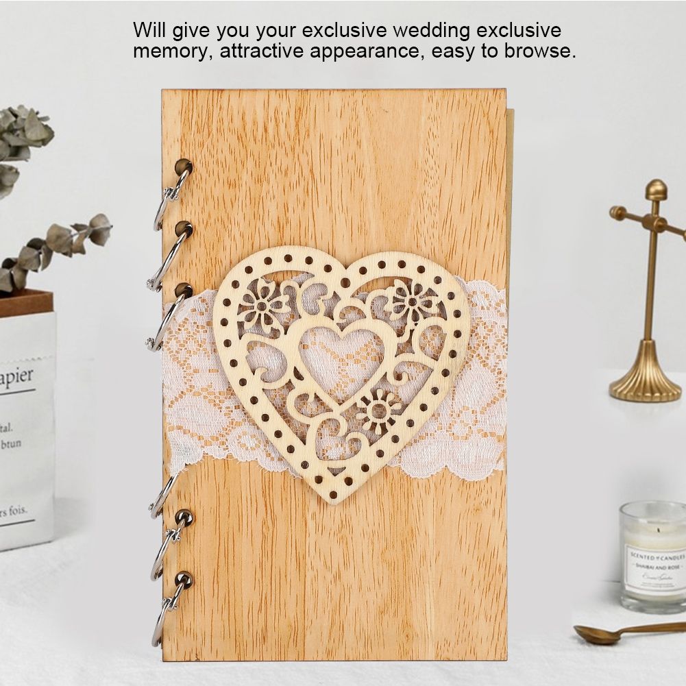 Wooden Guest Book Memorable Signature Message Notebooks Gift For Wedding view 7