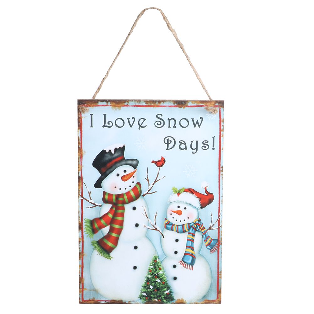 Christmas Snowman Pattern Hanging Wooden Plaque Board Pendant for Christmas view 2