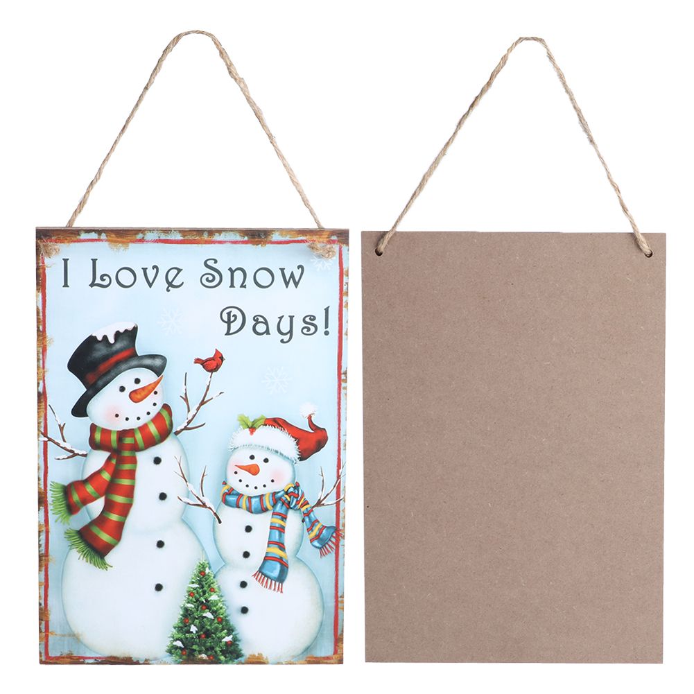Christmas Snowman Pattern Hanging Wooden Plaque Board Pendant for Christmas view 3