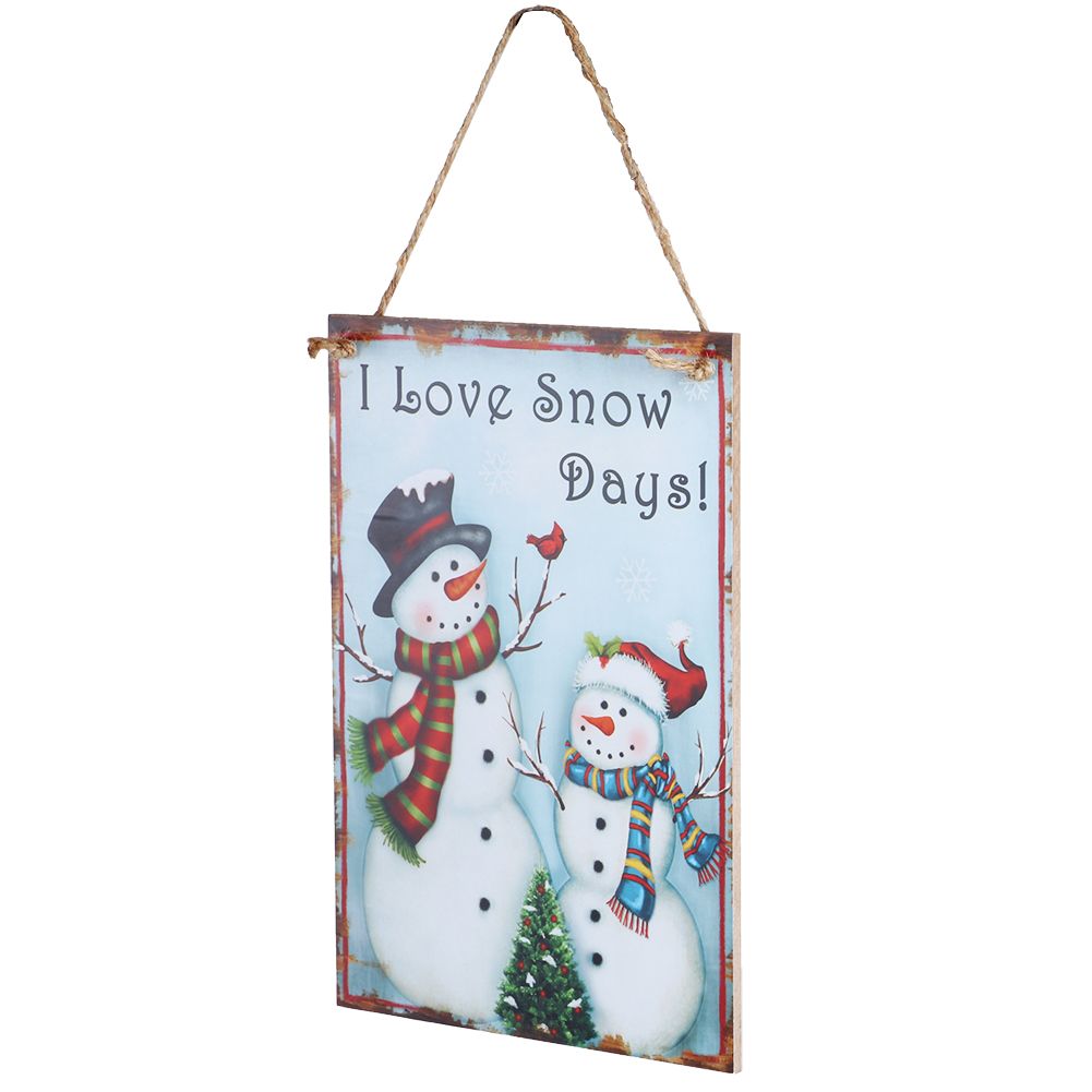 Christmas Snowman Pattern Hanging Wooden Plaque Board Pendant for Christmas view 6