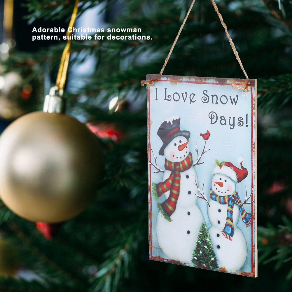 Christmas Snowman Pattern Hanging Wooden Plaque Board Pendant for Christmas view 7