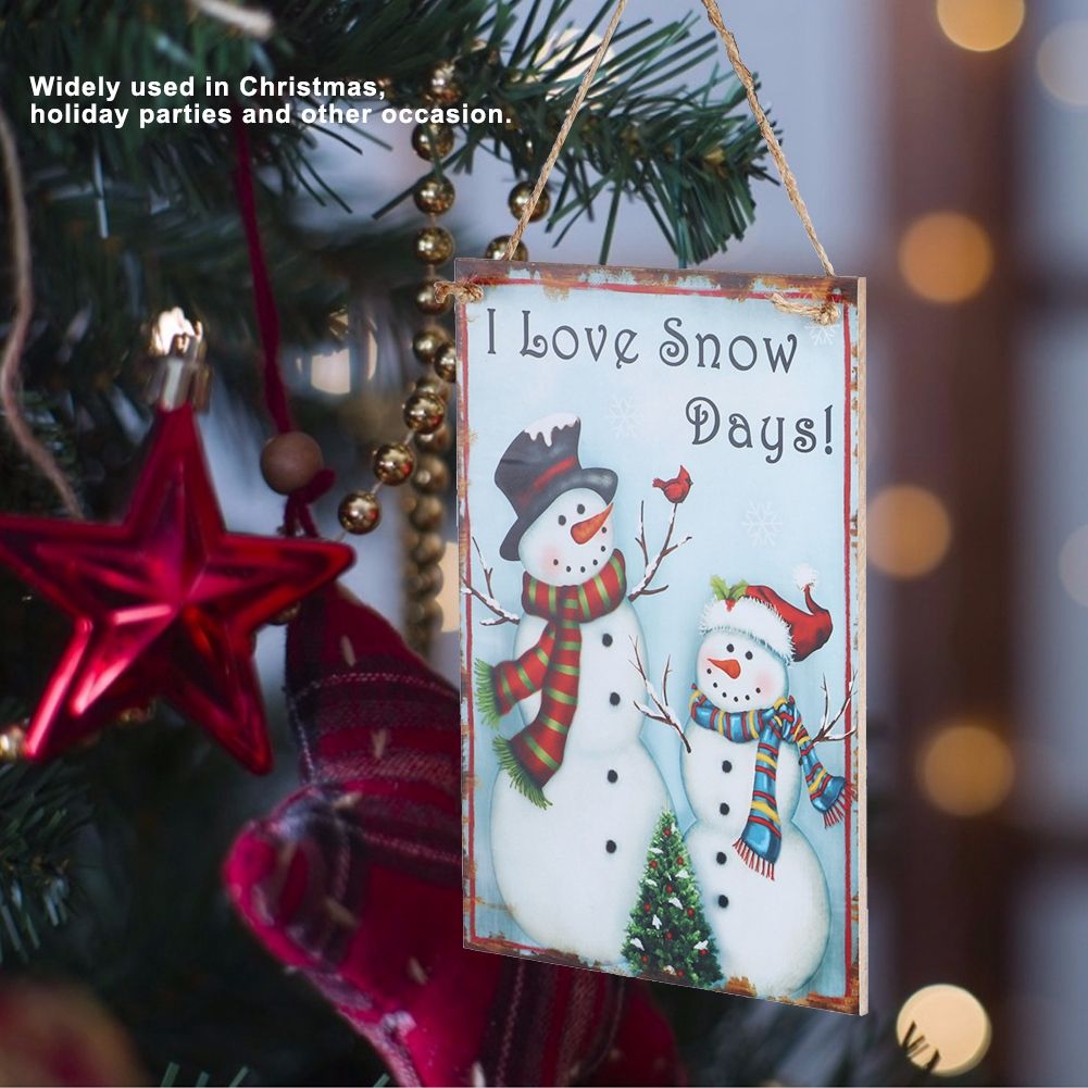 Christmas Snowman Pattern Hanging Wooden Plaque Board Pendant for Christmas view 8