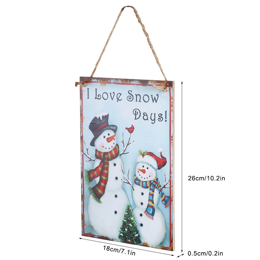 Christmas Snowman Pattern Hanging Wooden Plaque Board Pendant for Christmas view 12