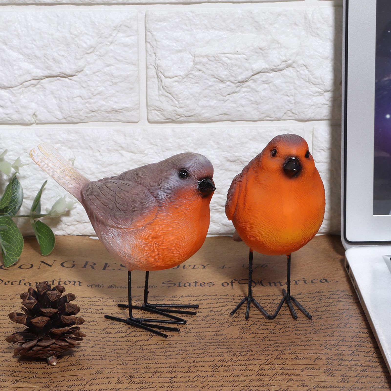 2PCS Simulation Resin Bird Decor Animal Indoor Outdoor Garden Art Craft Ornaments view 4