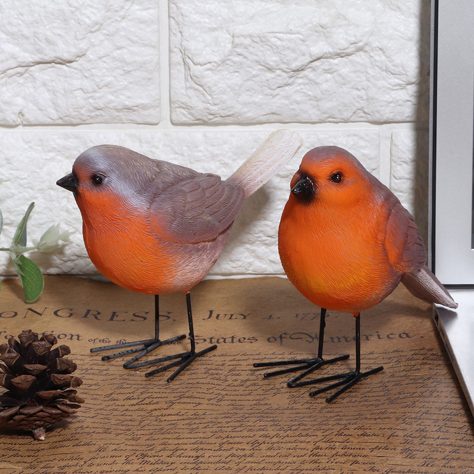 2PCS Simulation Resin Bird Decor Animal Indoor Outdoor Garden Art Craft Ornaments view 6