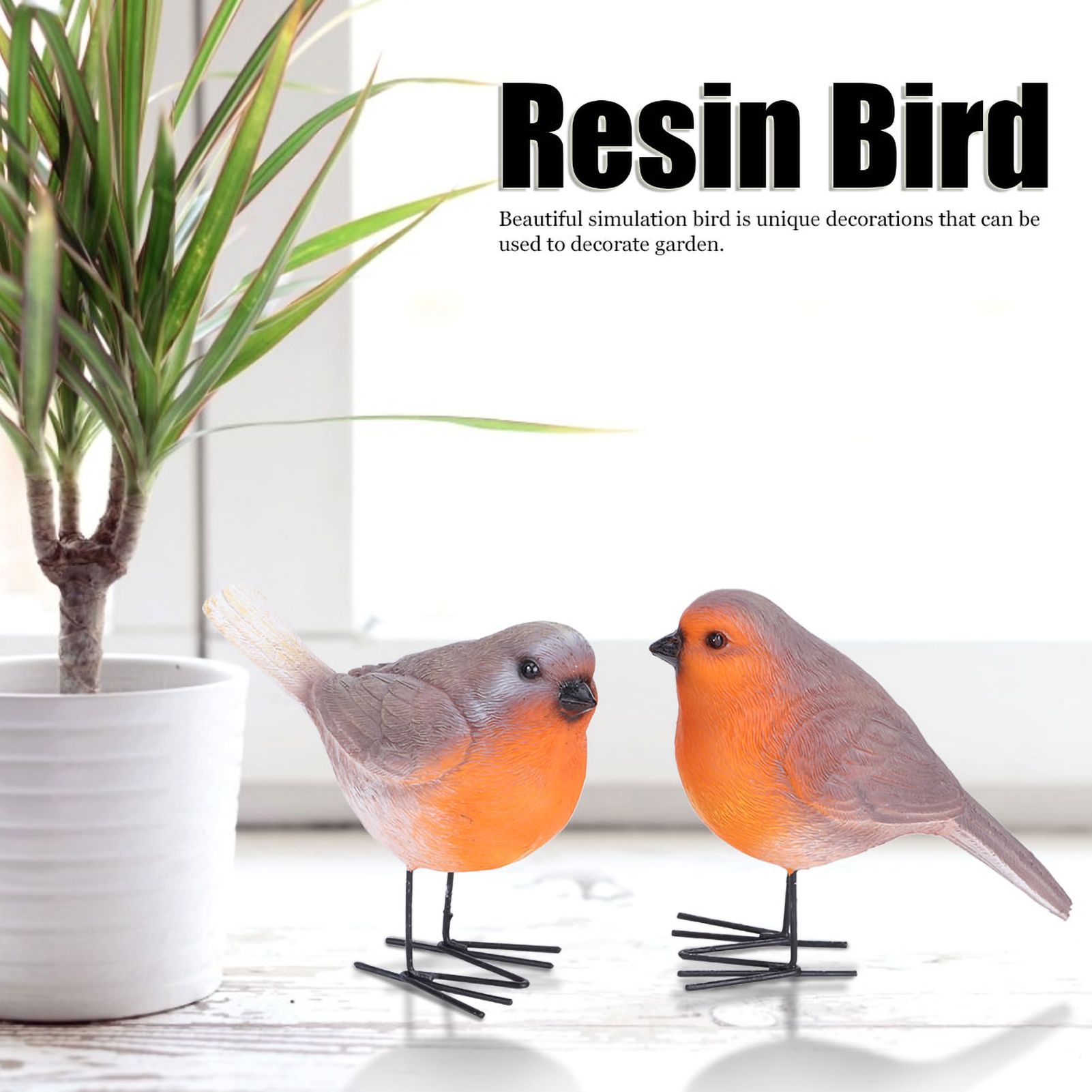 2PCS Simulation Resin Bird Decor Animal Indoor Outdoor Garden Art Craft Ornaments view 7