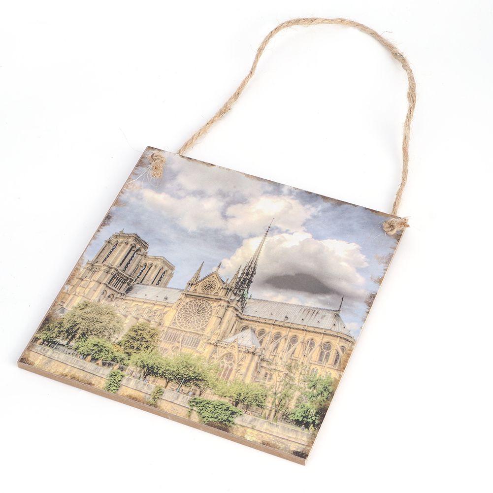 Architectural Pattern Wooden Hanging Board Handicraft Pendant Home Decoration — image 1