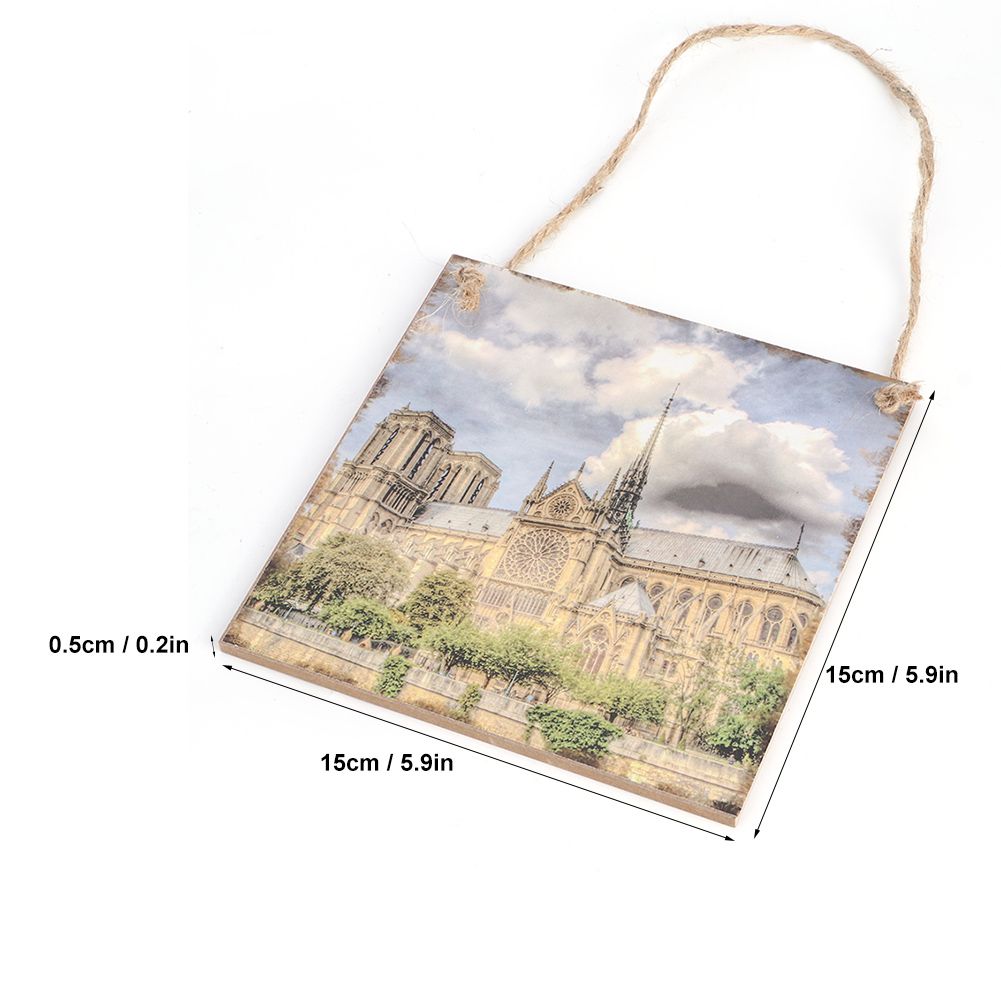 Architectural Pattern Wooden Hanging Board Handicraft Pendant Home Decoration view 10