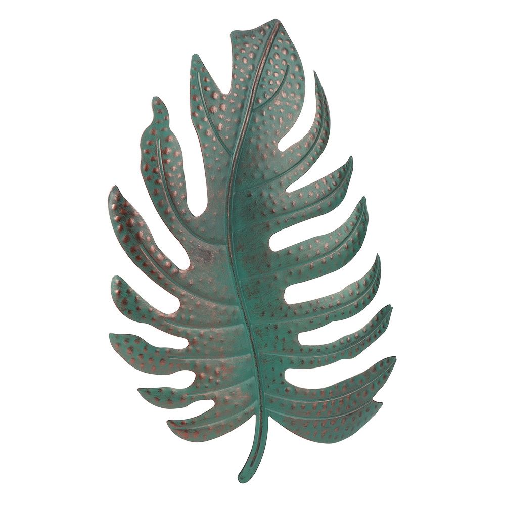 Wall Hanging Iron Simulated Blue Leaf Ornament Art Craft for Home Interior view 6
