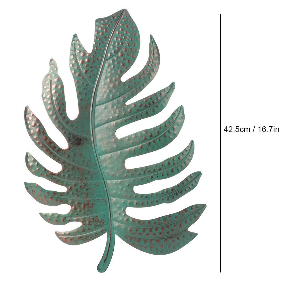 Wall Hanging Iron Simulated Blue Leaf Ornament Art Craft for Home Interior view 10