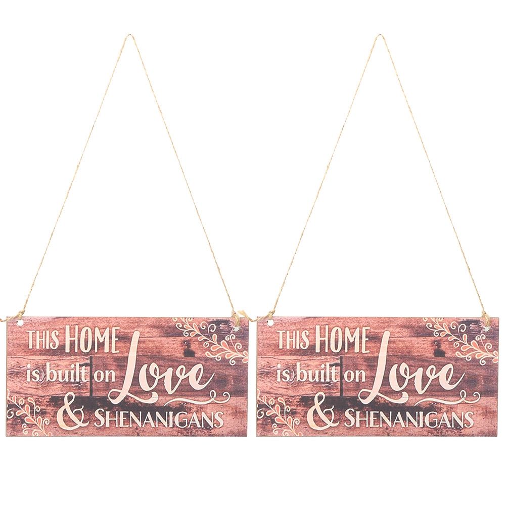 2pcs Wooden Hanging Plaque Welcome Hanging Board Door Window Wall DIY Decoration view 2