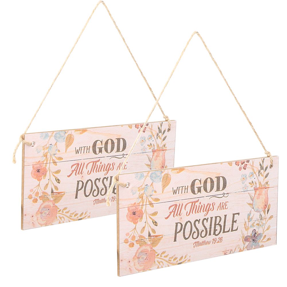 2Pcs Innovative Wooden Gift Hanging Plaque Board Pendant for Shop Festive view 3