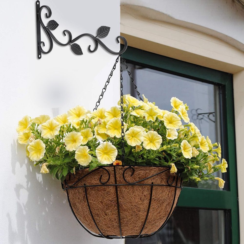 2Pcs European Style WallMounted Iron Hanger Hook for Flower Pots Garden view 3