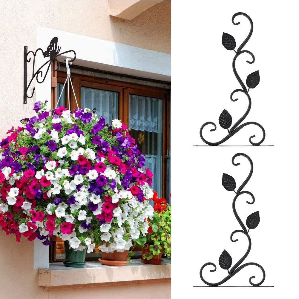 2Pcs European Style WallMounted Iron Hanger Hook for Flower Pots Garden view 4