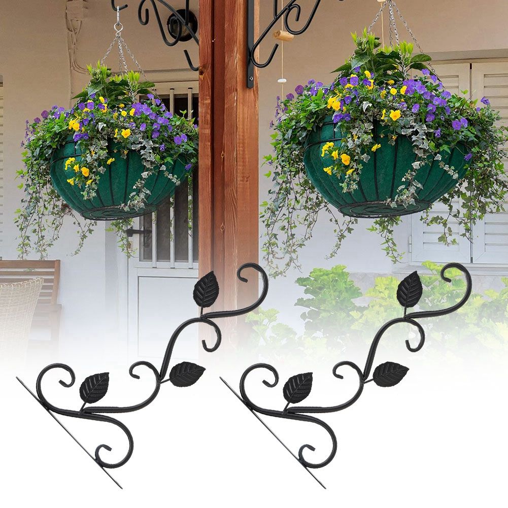 2Pcs European Style WallMounted Iron Hanger Hook for Flower Pots Garden view 6