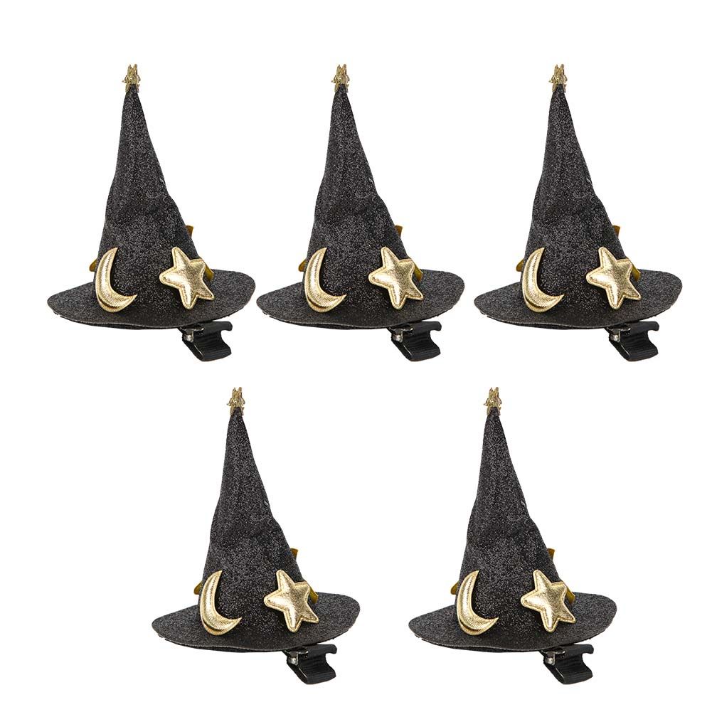 5pcs Mini Witch Hat Hair Pins Cute Hair Clips Halloween New Year Christmas
