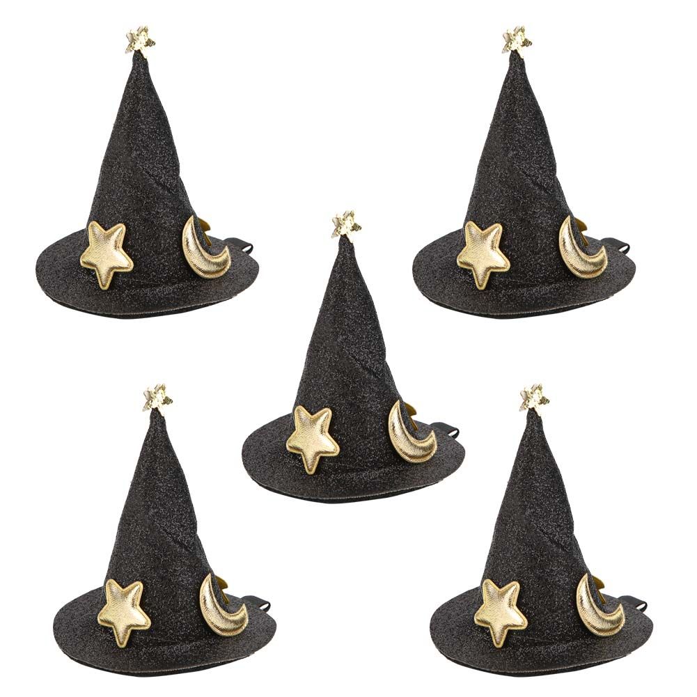 5pcs Mini Witch Hat Hair Pins Cute Hair Clips Halloween New Year Christmas view 2