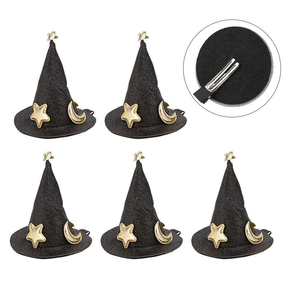 5pcs Mini Witch Hat Hair Pins Cute Hair Clips Halloween New Year Christmas view 5