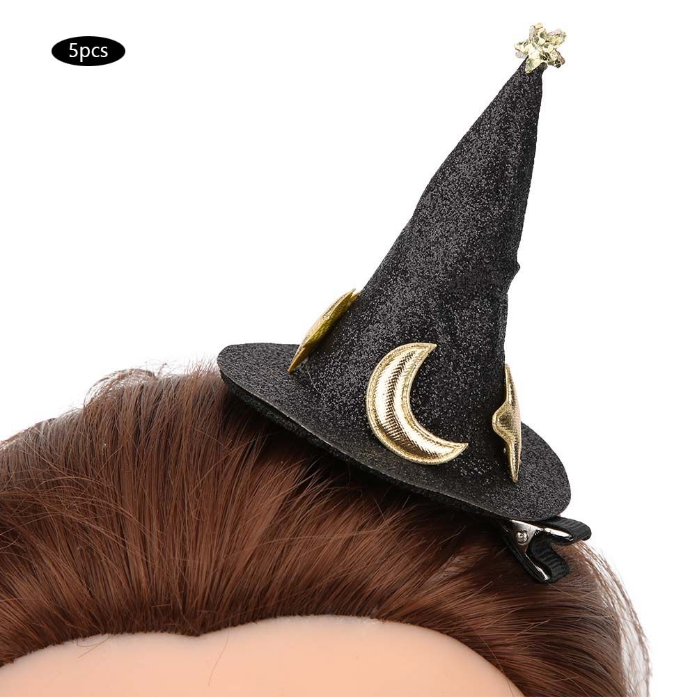 5pcs Mini Witch Hat Hair Pins Cute Hair Clips Halloween New Year Christmas view 6