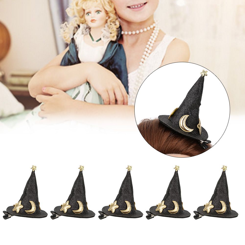 5pcs Mini Witch Hat Hair Pins Cute Hair Clips Halloween New Year Christmas view 9