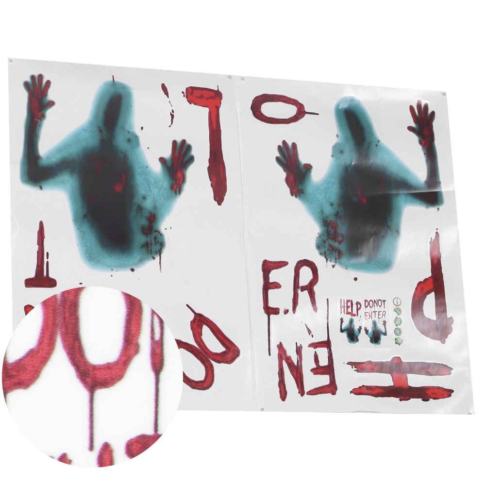 4Pcs/Set Zombie Style Halloween Wall Sticker Holiday Decoration for Living view 3
