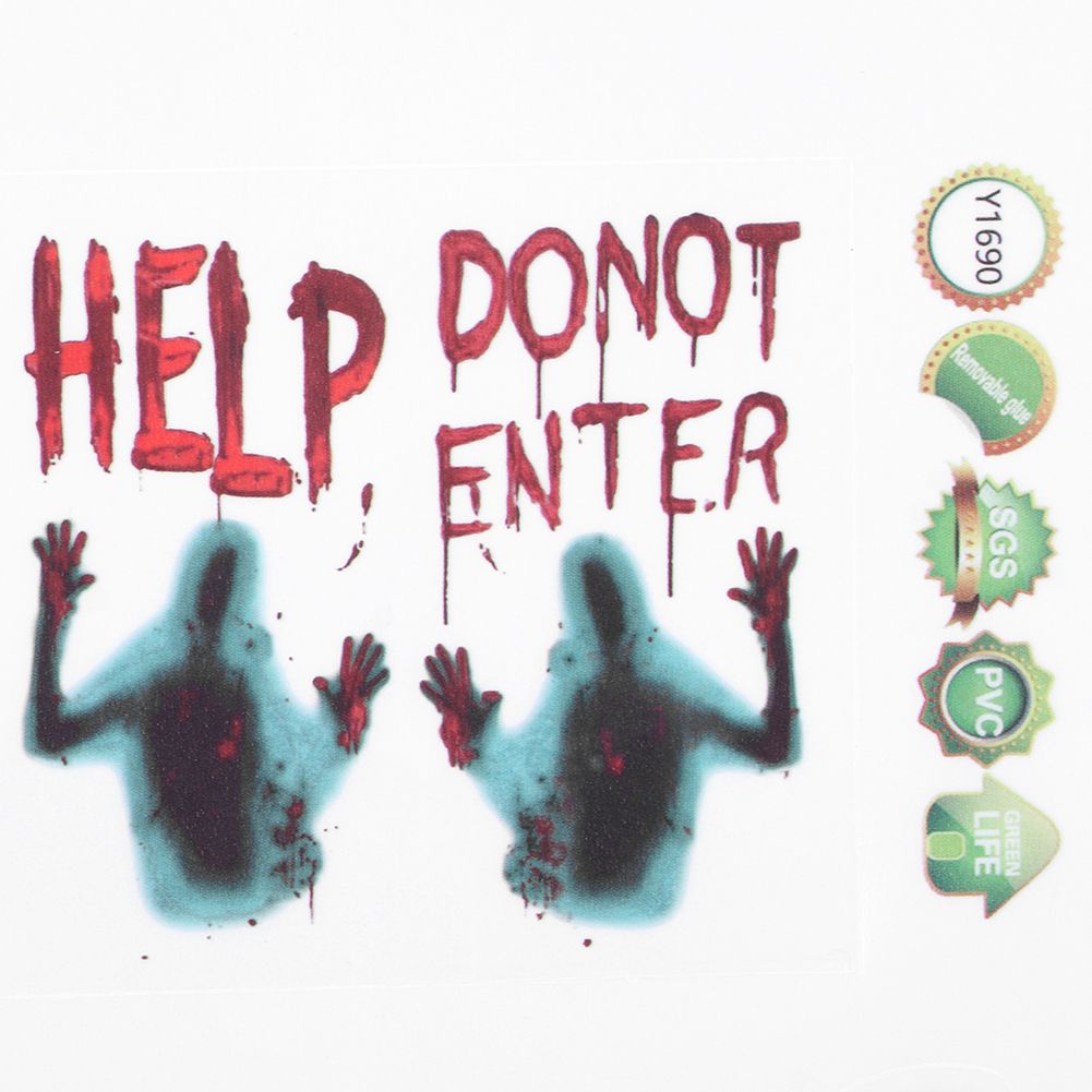 4Pcs/Set Zombie Style Halloween Wall Sticker Holiday Decoration for Living view 8