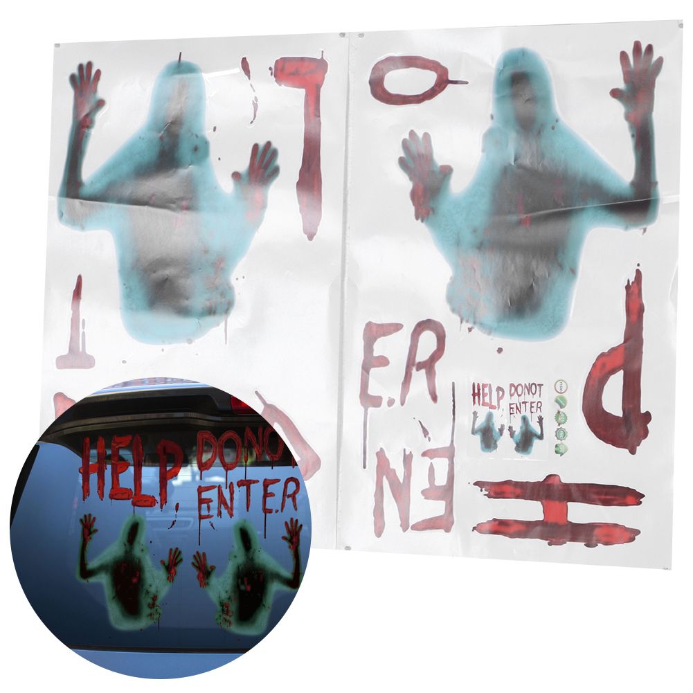 4Pcs/Set Zombie Style Halloween Wall Sticker Holiday Decoration for Living view 9