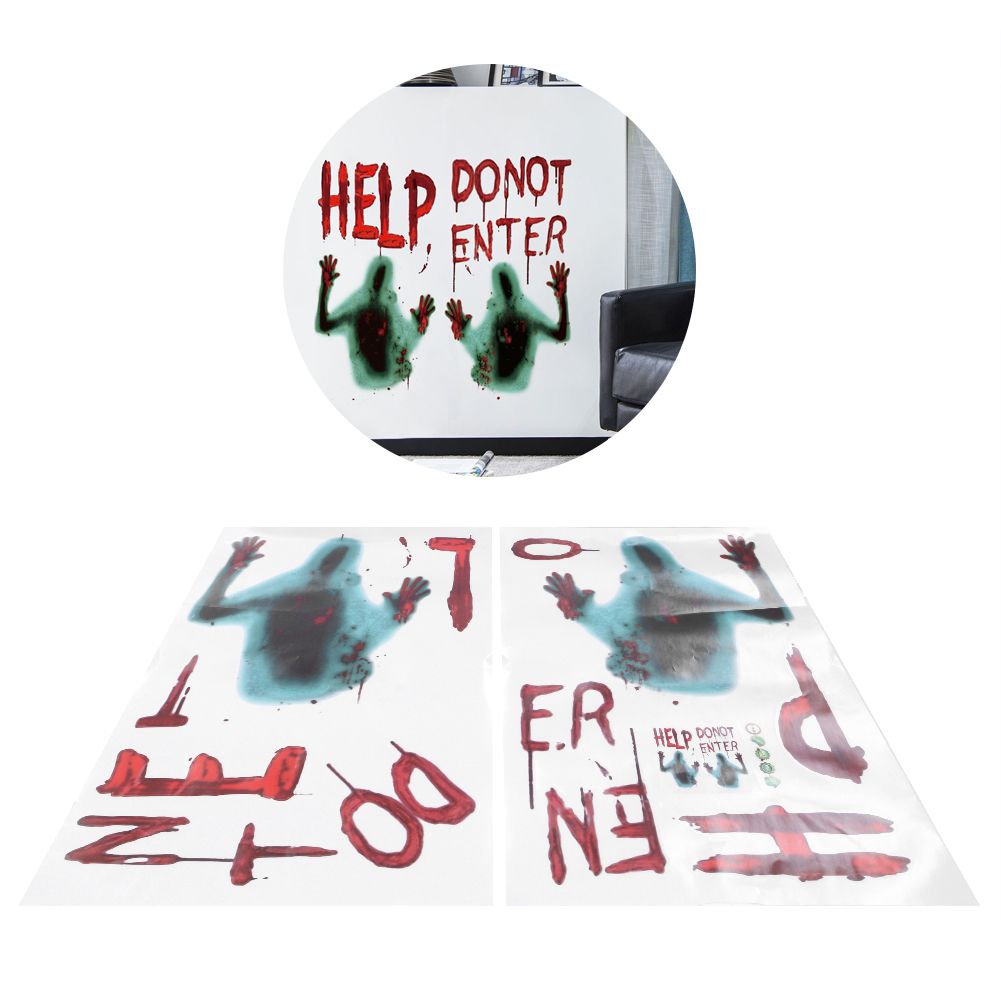 4Pcs/Set Zombie Style Halloween Wall Sticker Holiday Decoration for Living view 10