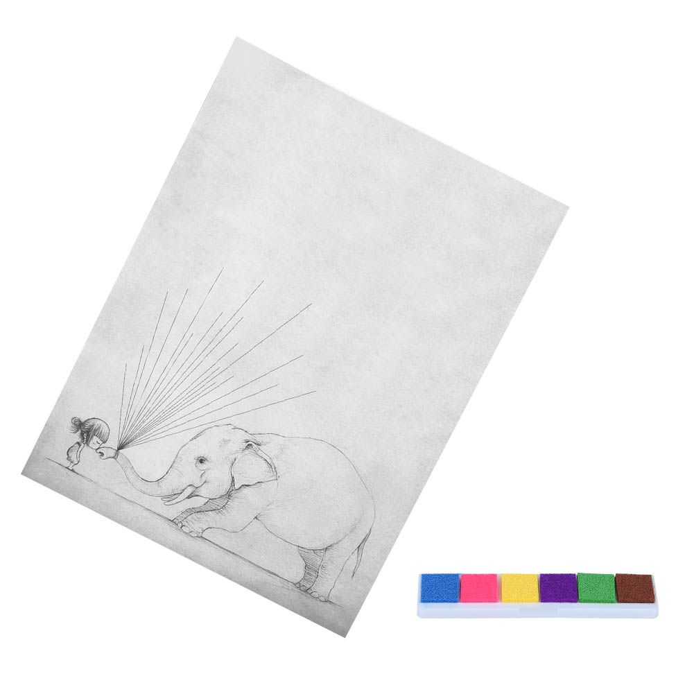 Fingerprint Painting Elephant Balloon Cartoon DIY Fingerprint Painting for