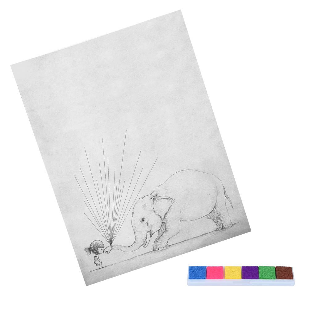 Fingerprint Painting Elephant Balloon Cartoon DIY Fingerprint Painting for view 3