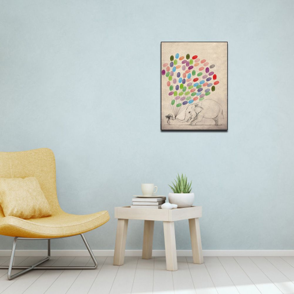 Fingerprint Painting Elephant Balloon Cartoon DIY Fingerprint Painting for view 9