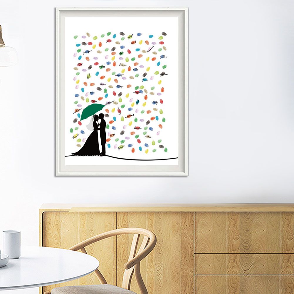 DIY Innovative Fingerprint Guest Signature Painting for Wedding Ceremony view 9