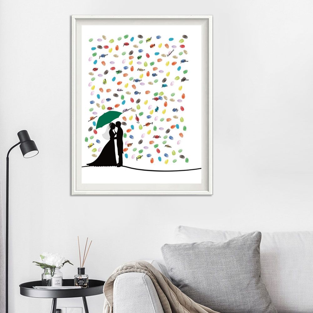 DIY Innovative Fingerprint Guest Signature Painting for Wedding Ceremony view 12