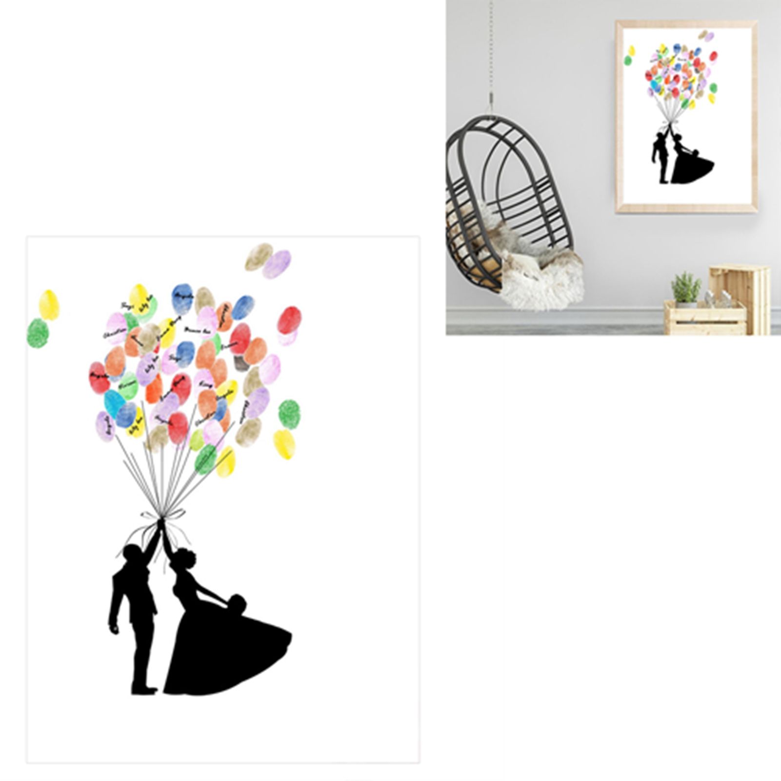 DIY Pattern Guest Signature Signin Book Guestbook Fingerprint Painting for view 9