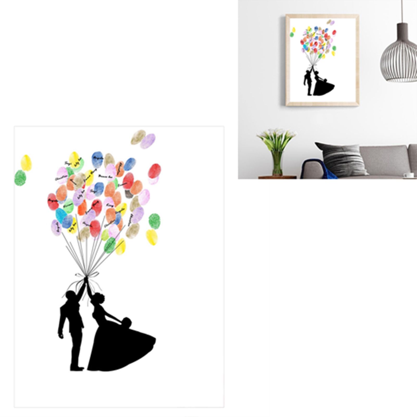 DIY Pattern Guest Signature Signin Book Guestbook Fingerprint Painting for view 10