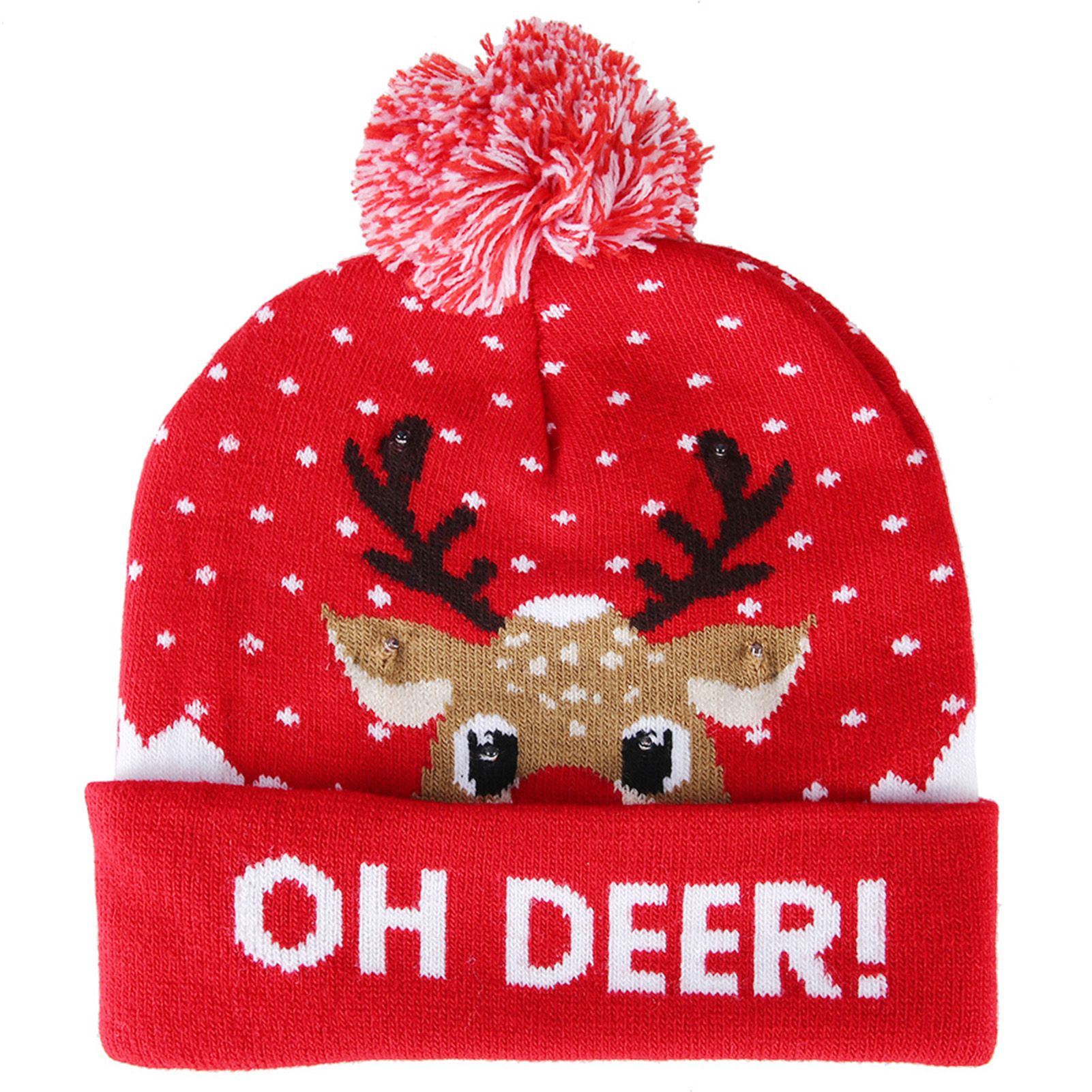 Stylish Luminous Light Up Christmas Hat Knitted Hat for Adult Children view 2