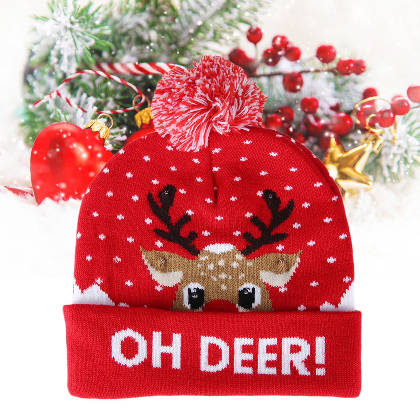 Stylish Luminous Light Up Christmas Hat Knitted Hat for Adult Children view 9
